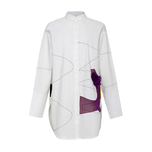 🆕 The BRYAH Chiffon Detail Long Top - Picture 2 of 6